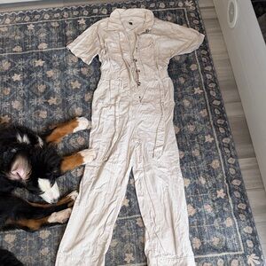 Universal Thread Cream Short-Sleeve Utility Jumpsuit | Women’s 6